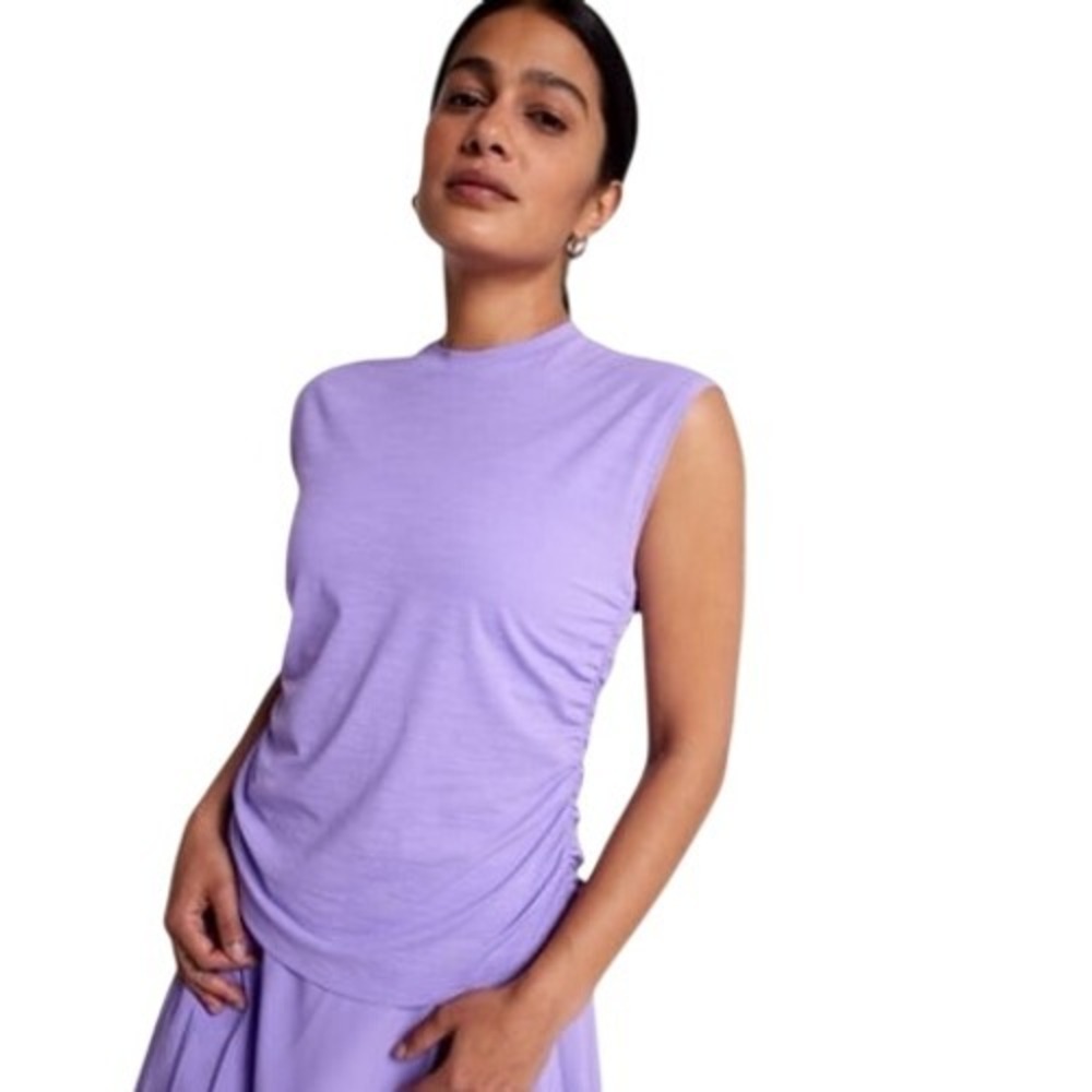 CALIA Golf Turn Sleeveless Crew Ruched Top Small